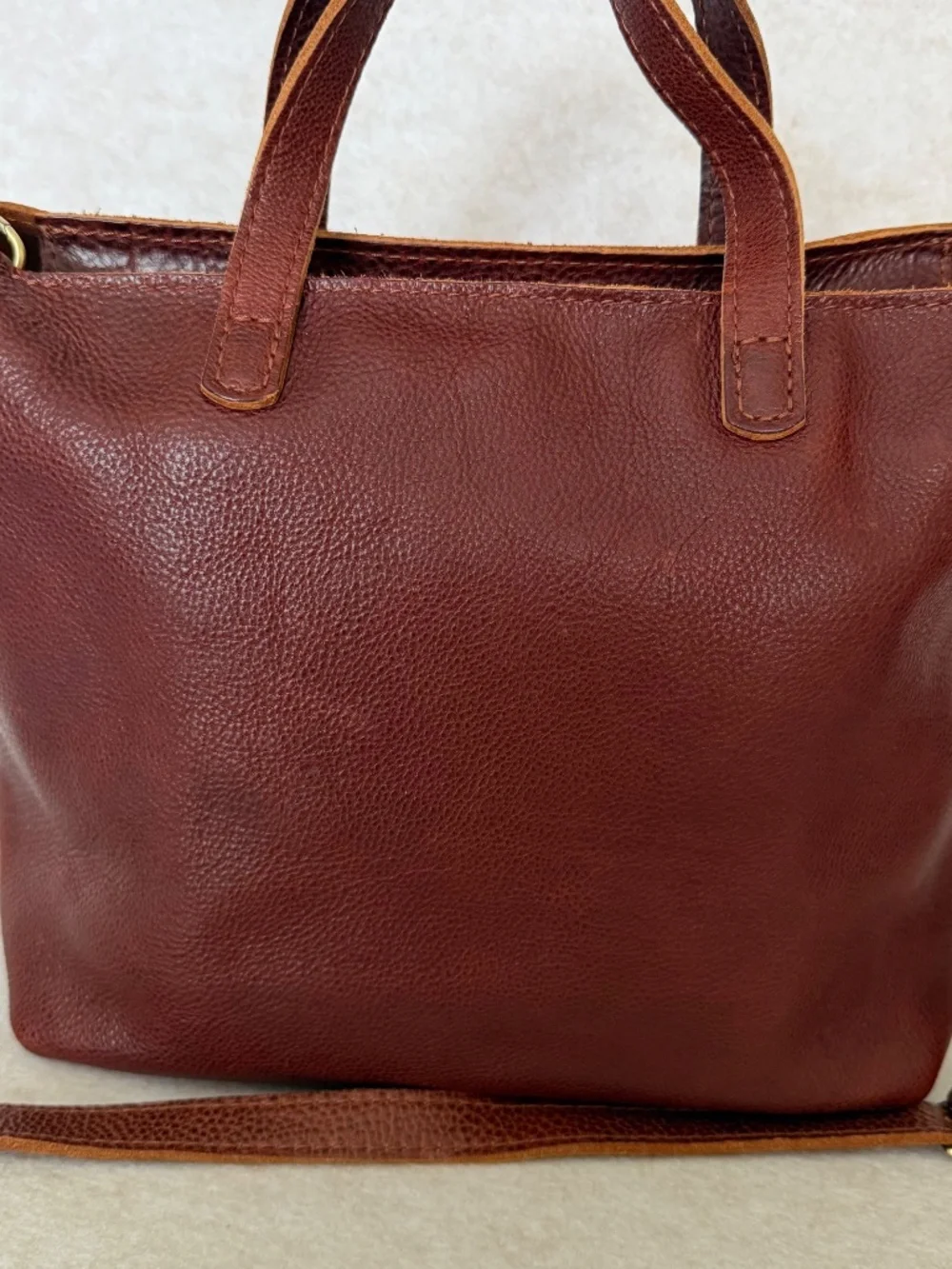 VGUC Portland Leather Goods PLG Medium Crossbody Tote with Zipper in Nutmeg